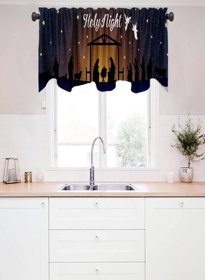 DOTOOMA 54x18 Inches Christmas Holy Night Manger Nativity Window Treatment Valance Dawn Desert Shabby Manger Maris Camel Team Bible Story Kitchen Dining Room Polyester Fabric Decor Supplies - Image 4